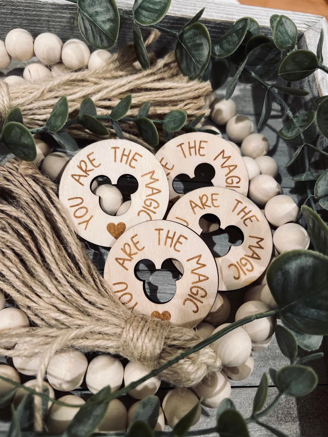 Wooden Token Laser Cut Engrave CM Disney Inspire Character Thank You Gift Trip Vacation