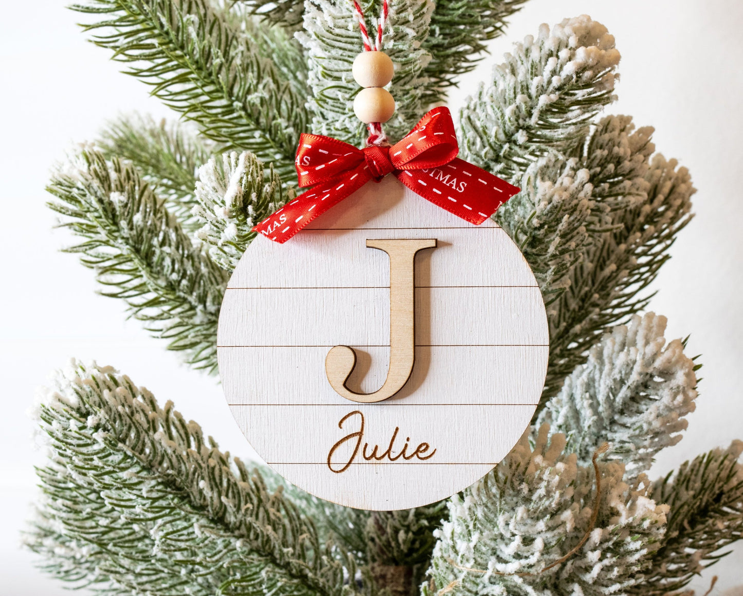 Farmhouse Wooden Monogram Ornament